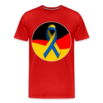 Deutschlandfahne mit ukrainischer Friedensschleife - Männer Premium Bio T-Shirt - Rot - Vorne - Damien (186cm)