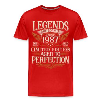 Born in 1987 Legends Birthday Gift - Men's Premium Organic T-Shirt - red - Front - Damien (186cm)