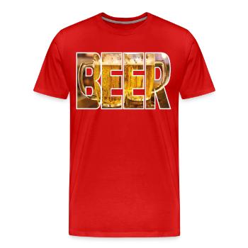 Beer Bier - Men's Premium Organic T-Shirt - red - Front - Damien (186cm)