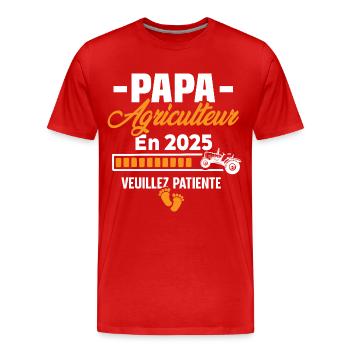 2025 Papa Agriculteur Agriculture Bébé Naissance - T-shirt bio Premium Homme - rouge - Devant - Damien (186cm)