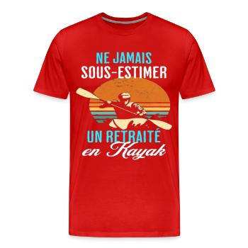 Kayak retraité en kayak humour retraite cadeau - T-shirt bio Premium Homme - rouge - Devant - Damien (186cm)