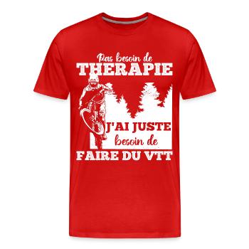 VTT thérapie humour vélo vtt cadeau cyclisme - T-shirt bio Premium Homme - rouge - Devant - Damien (186cm)