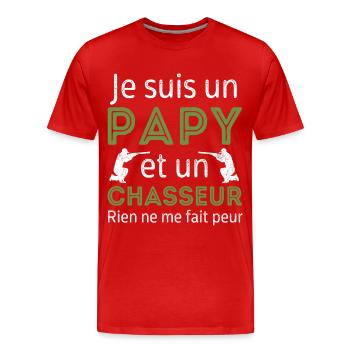 Je suis un papy chasseur cadeau de chasse - T-shirt bio Premium Homme - rouge - Devant - Damien (186cm)