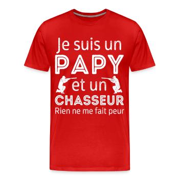 Je suis un papy chasseur cadeau de chasse - T-shirt bio Premium Homme - rouge - Devant - Damien (186cm)