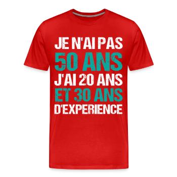 Je n' ai pas 50 ans humour homme phrase drole - T-shirt bio Premium Homme - rouge - Devant - Damien (186cm)