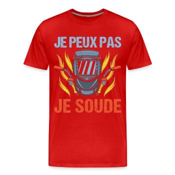 Je peux pas je soude humour soudeur cadeau - T-shirt bio Premium Homme - rouge - Devant - Damien (186cm)
