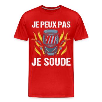 Je peux pas je soude humour soudeur cadeau - T-shirt bio Premium Homme - rouge - Devant - Damien (186cm)