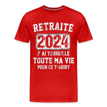 Retraité 2024 humour retraite cadeau pour retraité - T-shirt bio Premium Homme - rouge - Devant - Damien (186cm)