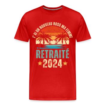 Retraité 2024 humour retraite cadeau pour retraité - T-shirt bio Premium Homme - rouge - Devant - Damien (186cm)