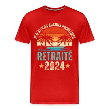 Retraité 2024 humour retraite cadeau pour retraité - T-shirt bio Premium Homme - rouge - Devant - Damien (186cm)