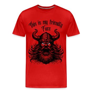 C’est mon visage amical - T-shirt bio Premium Homme - rouge - Devant - Damien (186cm)