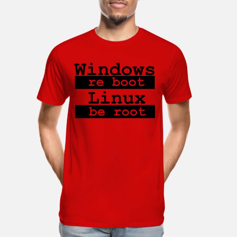 Windows re boot - Linux be root Männer Premium Bio T-Shirt