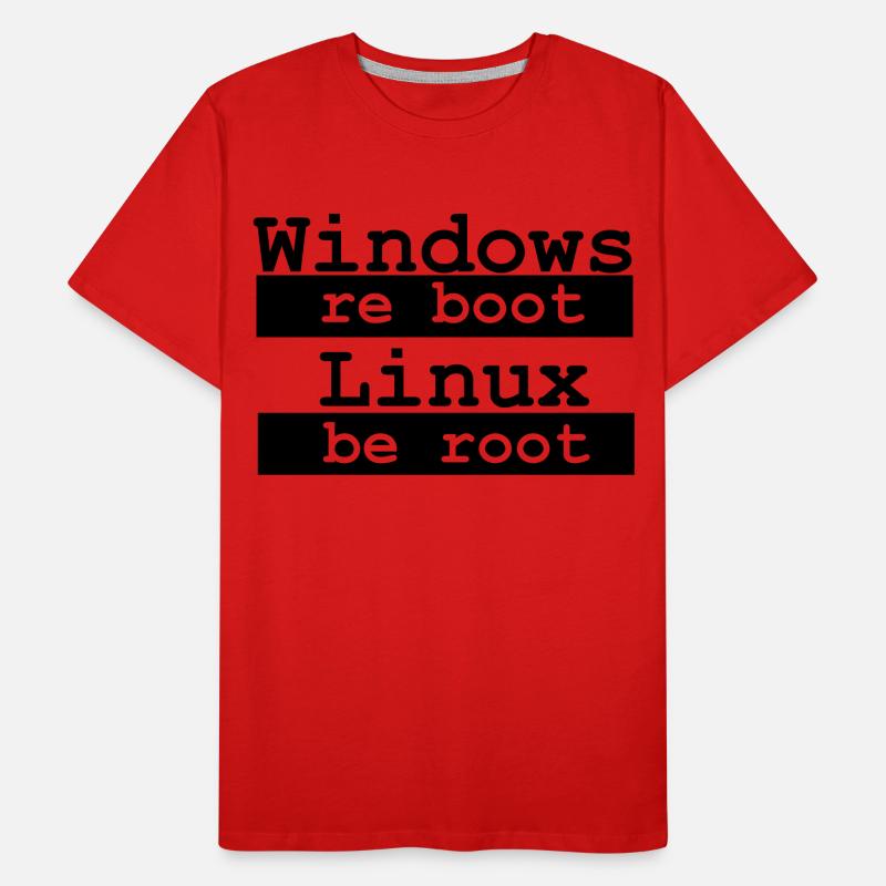 Windows re boot - Linux be root Männer Premium Bio T-Shirt