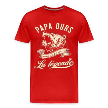 Papa ours l' homme le mythe cadeau fête des pères. - T-shirt bio Premium Homme - rouge - Devant - Damien (186cm)