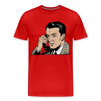 homme au téléphone - T-shirt bio Premium Homme - rouge - Devant - Damien (186cm)