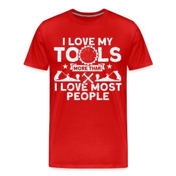 I love my tools carpenter - Men's Premium Organic T-Shirt - red - Front - Damien (186cm)