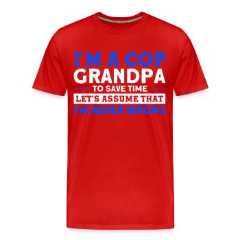 Grandfather PoliceMan Police Police Grandfather - Men's Premium Organic T-Shirt - red - Front - Damien (186cm)