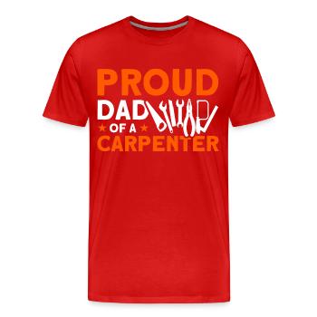 Fier Papa Père Charpentier Père Famille - T-shirt bio Premium Homme - rouge - Devant - Damien (186cm)