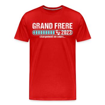 Grand frère 2023 annonce naissance bébé - T-shirt bio Premium Homme - rouge - Devant - Damien (186cm)