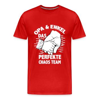 Opa und Enkel - Das perfekte chaos team - Männer Premium Bio T-Shirt - Rot - Vorne - Damien (186cm)