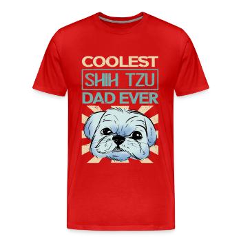 Shih Tzu Papa Propriétaire Propriétaire De Chien Cadeau - T-shirt bio Premium Homme - rouge - Devant - Damien (186cm)