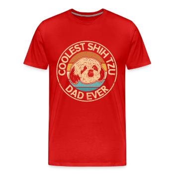 Shih Tzu Papa Propriétaire de Chien Propriétaire Cadeau - T-shirt bio Premium Homme - rouge - Devant - Damien (186cm)
