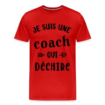 Je suis une coach qui déchire - T-shirt bio Premium Homme - rouge - Devant - Damien (186cm)