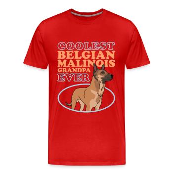 Malinois Grand-père Berger Belge Cadeau - T-shirt bio Premium Homme - rouge - Devant - Damien (186cm)