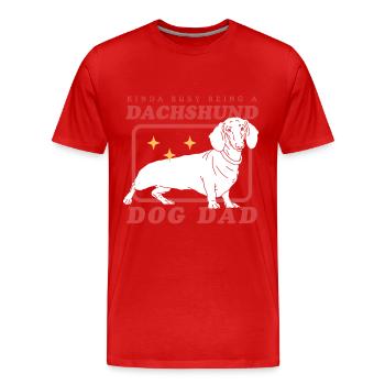 Papa teckel | Cadeau de propriétaire de chien teckel - T-shirt bio Premium Homme - rouge - Devant - Damien (186cm)