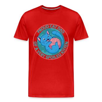 Chat Papa Chaton Chat Propriétaire Cadeau - T-shirt bio Premium Homme - rouge - Devant - Damien (186cm)