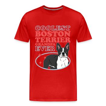Boston Terrier Grandpa | Hundebesitzer Geschenk - Männer Premium Bio T-Shirt - Rot - Vorne - Damien (186cm)