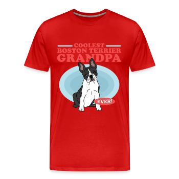 Boston Terrier Grandpa Dog Owner Cadeau - T-shirt bio Premium Homme - rouge - Devant - Damien (186cm)