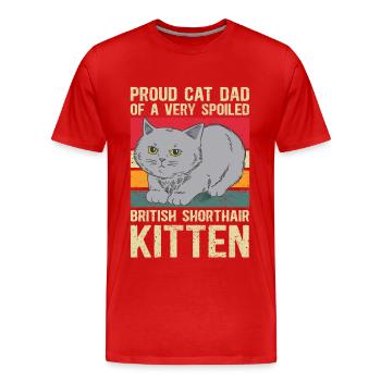 British Shorthair Papa Chat Cadeau - T-shirt bio Premium Homme - rouge - Devant - Damien (186cm)