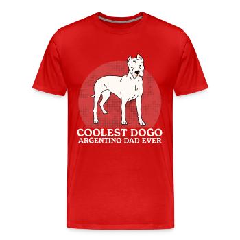 Dogo Argentino Papa Chien Propriétaire Cadeau - T-shirt bio Premium Homme - rouge - Devant - Damien (186cm)
