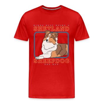 Shetland Sheepdog Dad Sheltie Dog Gift - Men's Premium Organic T-Shirt - red - Front - Damien (186cm)