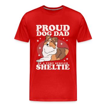 Cadeau de chien de berger Shetland papa Sheltie - T-shirt bio Premium Homme - rouge - Devant - Damien (186cm)