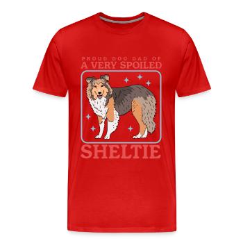Sheltie Papa | Shetland Sheepdog Dog Cadeau - T-shirt bio Premium Homme - rouge - Devant - Damien (186cm)