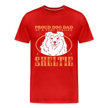 Sheltie Papa Shetland Sheepdog Propriétaire Cadeau - T-shirt bio Premium Homme - rouge - Devant - Damien (186cm)