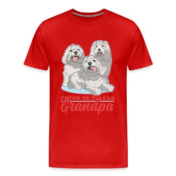 Coton de Tuléar Grand-père Propriétaire de Chien Cadeau - T-shirt bio Premium Homme - rouge - Devant - Damien (186cm)