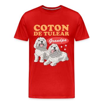 Coton de Tuléar Grand-père | Cadeau de propriétaire de chien - T-shirt bio Premium Homme - rouge - Devant - Damien (186cm)