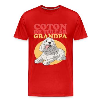 Coton de Tuléar Grand-père Propriétaire de Chien Cadeau - T-shirt bio Premium Homme - rouge - Devant - Damien (186cm)
