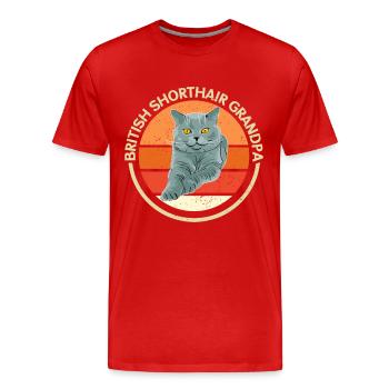 British Shorthair Grandpa Cat Owner Cadeau - T-shirt bio Premium Homme - rouge - Devant - Damien (186cm)