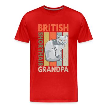 British Shorthair Grandpa Cat Dad Gift - Men's Premium Organic T-Shirt - red - Front - Damien (186cm)