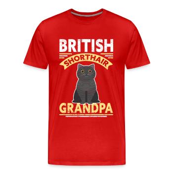 Britisch Kurzhaar Grandpa | Katzenpapa Geschenk - Männer Premium Bio T-Shirt - Rot - Vorne - Damien (186cm)
