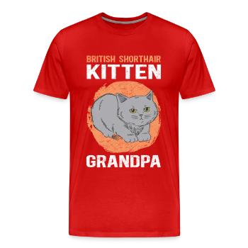 British Shorthair Grandpa Chaton Chat Cadeau - T-shirt bio Premium Homme - rouge - Devant - Damien (186cm)