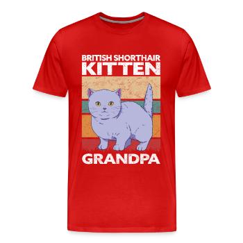 British Shorthair Grandpa Cat Kitten Cadeau - T-shirt bio Premium Homme - rouge - Devant - Damien (186cm)