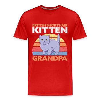 British Shorthair Grandpa Cat Cadeau - T-shirt bio Premium Homme - rouge - Devant - Damien (186cm)