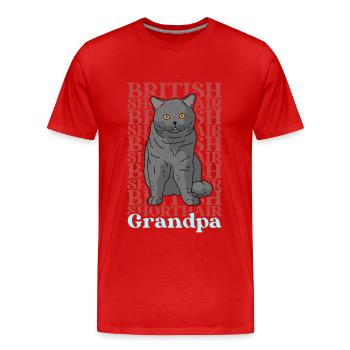 British Shorthair Grandpa Cat Papa Cadeau - T-shirt bio Premium Homme - rouge - Devant - Damien (186cm)