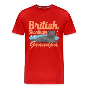 British Shorthair Grandpa Cat Owner Cadeau - T-shirt bio Premium Homme - rouge - Devant - Damien (186cm)