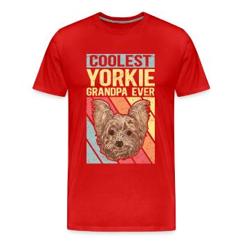 Yorkie Grandpa Yorkshire Terrier Dog Cadeau - T-shirt bio Premium Homme - rouge - Devant - Damien (186cm)